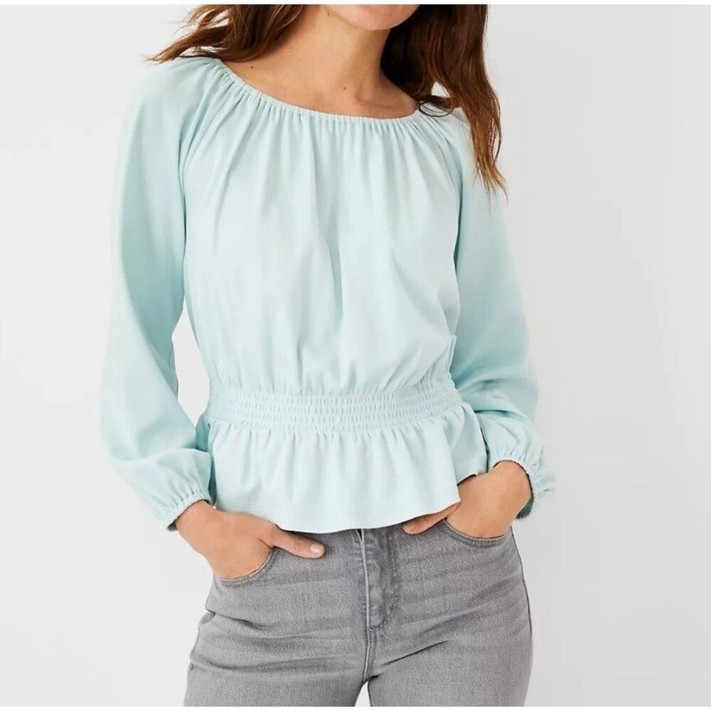 Ann Taylor Women’s Long Sleeve Smocked Waist Top Blouse Size XL
